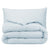 A light blue hypoallergenic Pillowtex Essential Bedding Package | All Season Comforter with Matching Pillows on a white background.