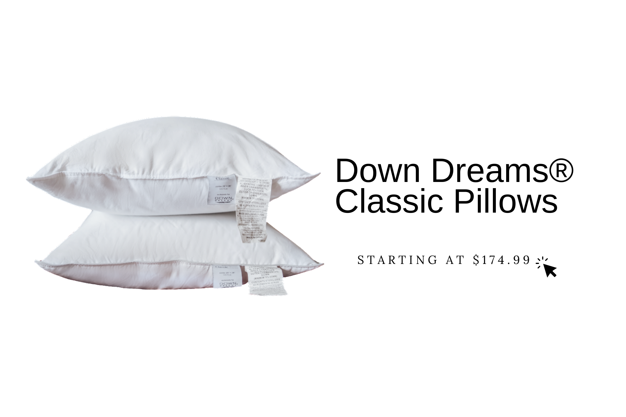 Down Dreams Classic Soft and Firm hotel pillows sold at Pillows.com